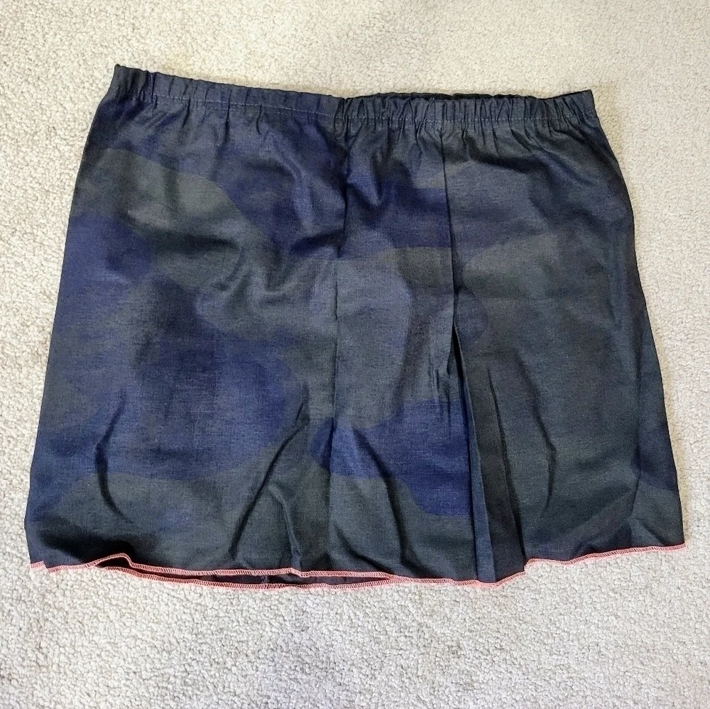 Green-Blue Patterned Mini Skirt with Orange Trim – Unique & Stylish